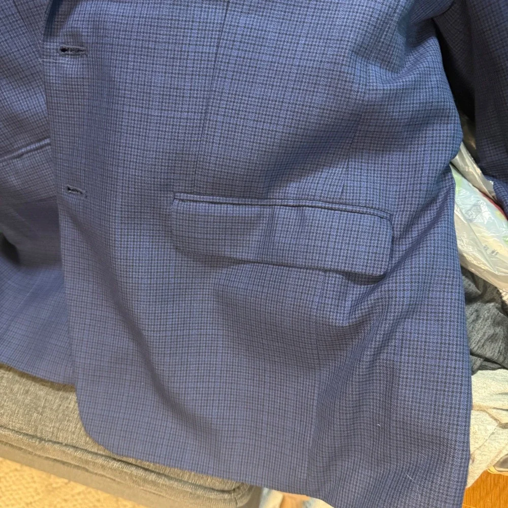 Lauren Ralph Lauren Mens Blue Micro Check patterned Blazer Sport Coat 42R